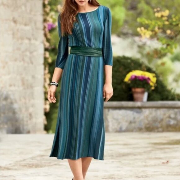Peruvian Connection Striped 100% Pima Cotton Dress Size XS - Picture 1 of 11